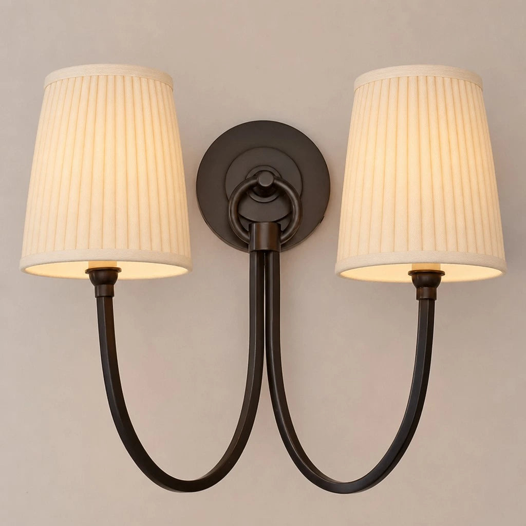 Hollis Modern Elegant Linen Shade Double Wall Sconce 9