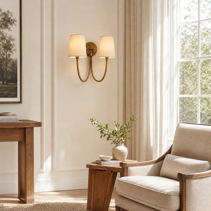 Hollis Modern Elegant Linen Shade Double Wall Sconce 3