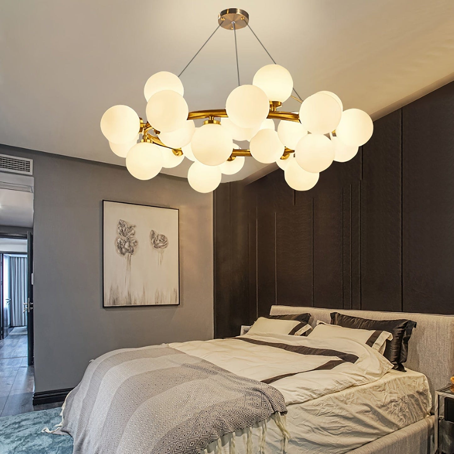 Holly Milk Glass Chandelier 1