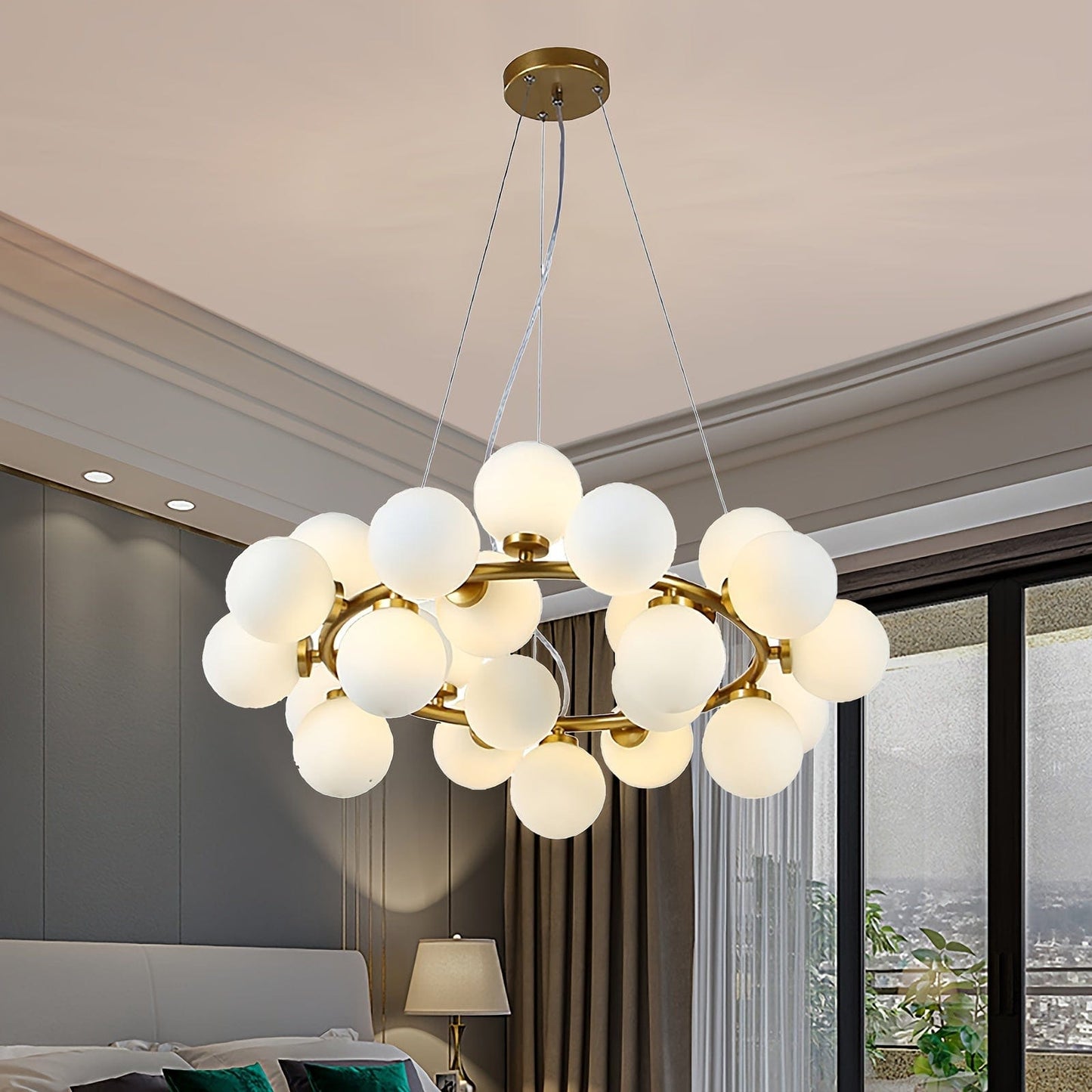 Holly Milk Glass Chandelier 2