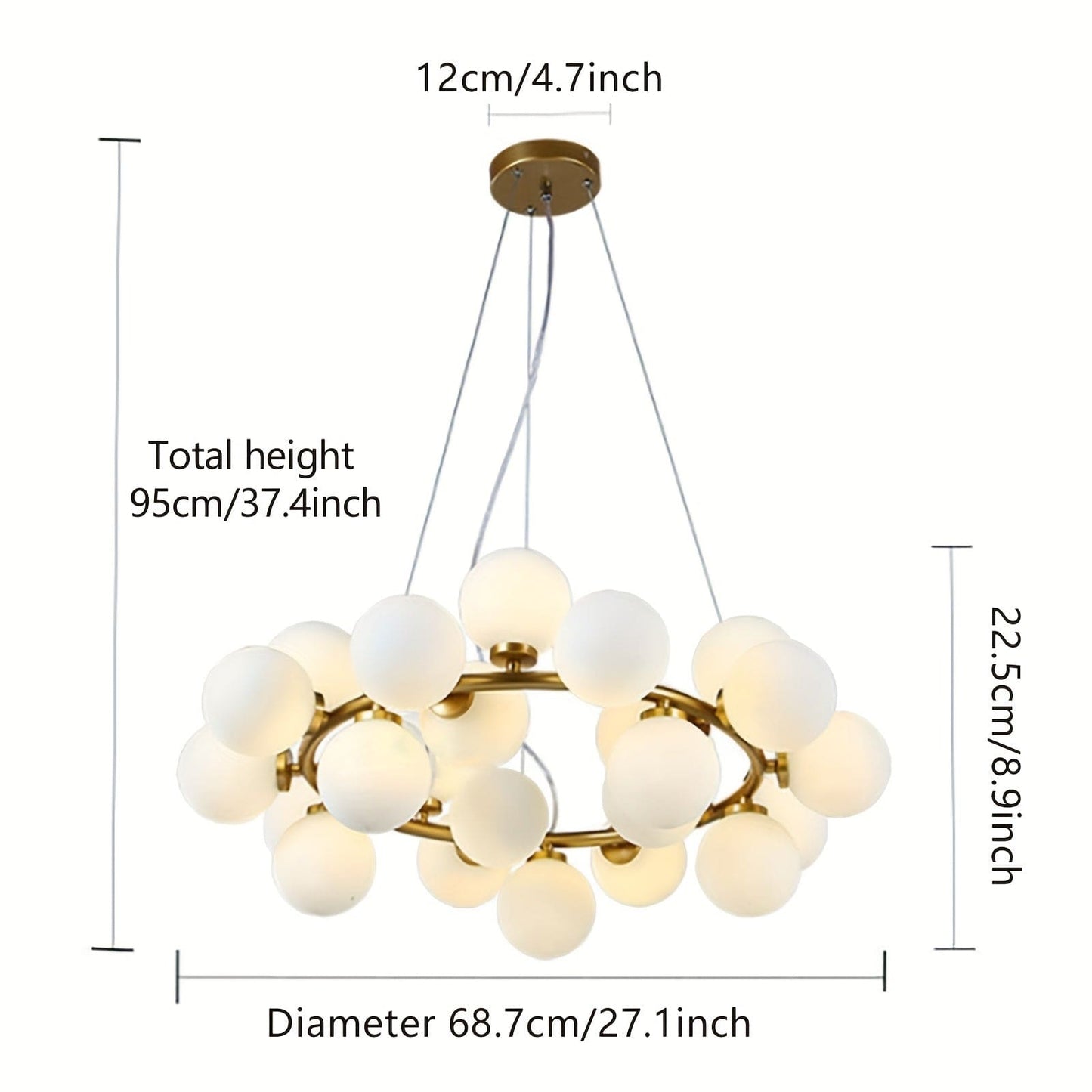 Holly Milk Glass Chandelier 6