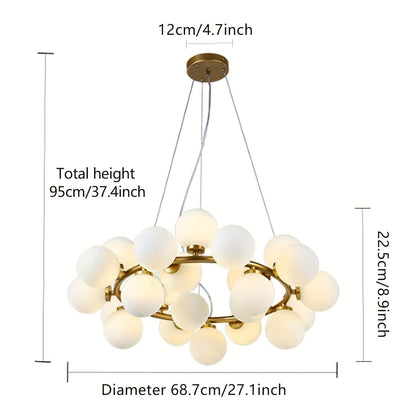 Holly Milk Glass Chandelier 6