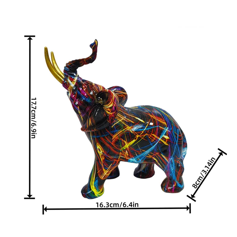 Home Decor Nordic Painting Graffiti Elephant Sculpture Figurine Art Elephant Statue Creative Resin Crafts Decoration Ornaments 10