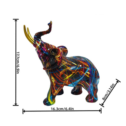 Home Decor Nordic Painting Graffiti Elephant Sculpture Figurine Art Elephant Statue Creative Resin Crafts Decoration Ornaments 10