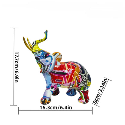 Home Decor Nordic Painting Graffiti Elephant Sculpture Figurine Art Elephant Statue Creative Resin Crafts Decoration Ornaments 11