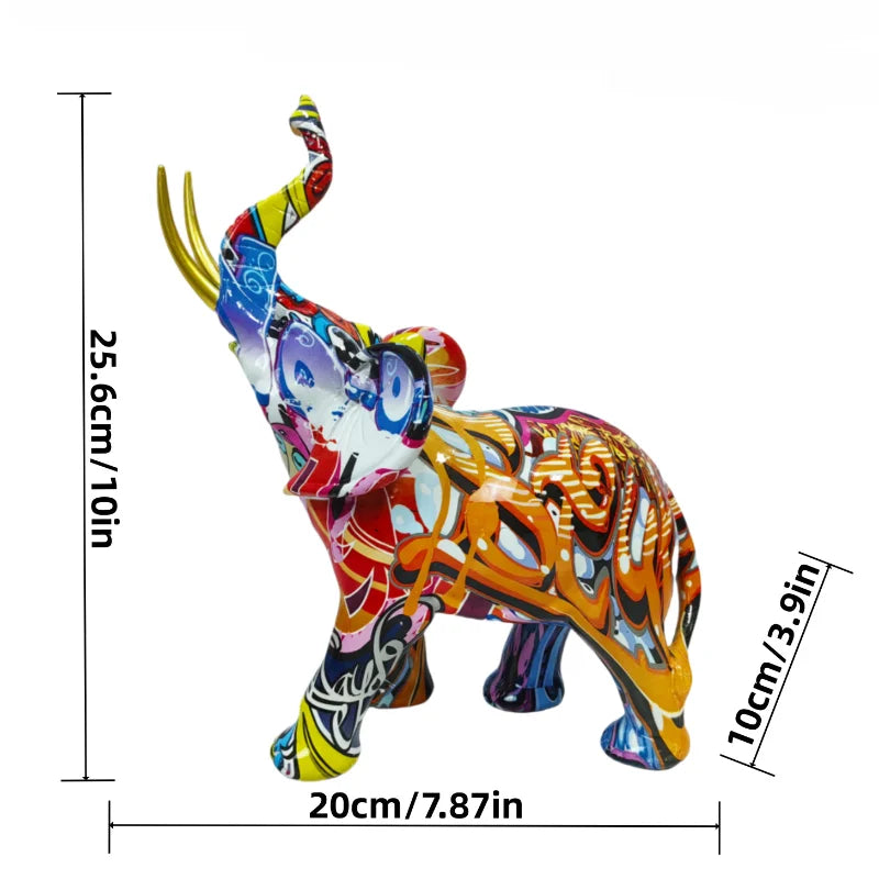 Home Decor Nordic Painting Graffiti Elephant Sculpture Figurine Art Elephant Statue Creative Resin Crafts Decoration Ornaments 6