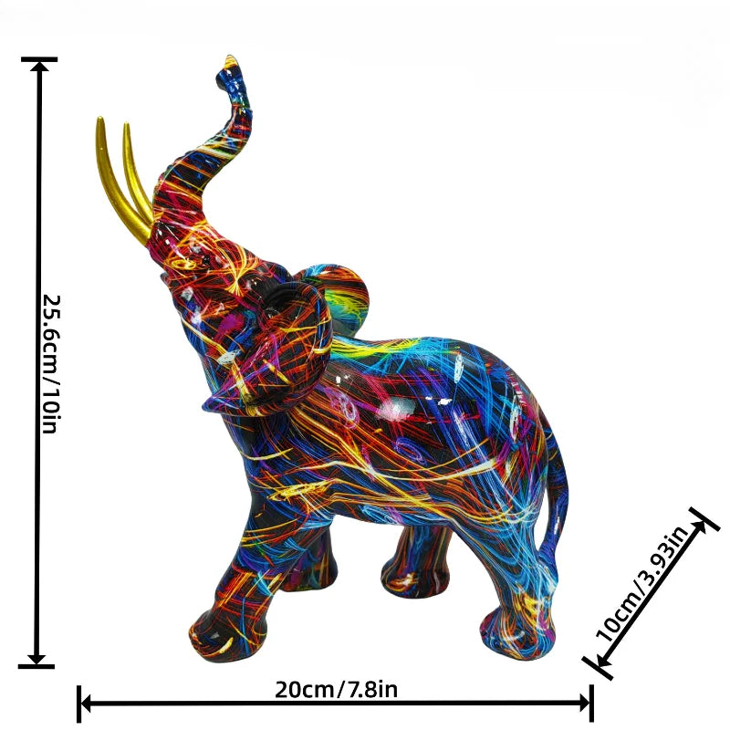 Home Decor Nordic Painting Graffiti Elephant Sculpture Figurine Art Elephant Statue Creative Resin Crafts Decoration Ornaments 9