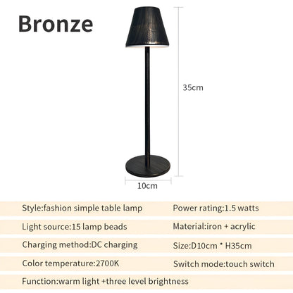 RoyaleGlow Modern LED Table Lamp with Touch Switch & USB Port for Ultimate Convenience - Black