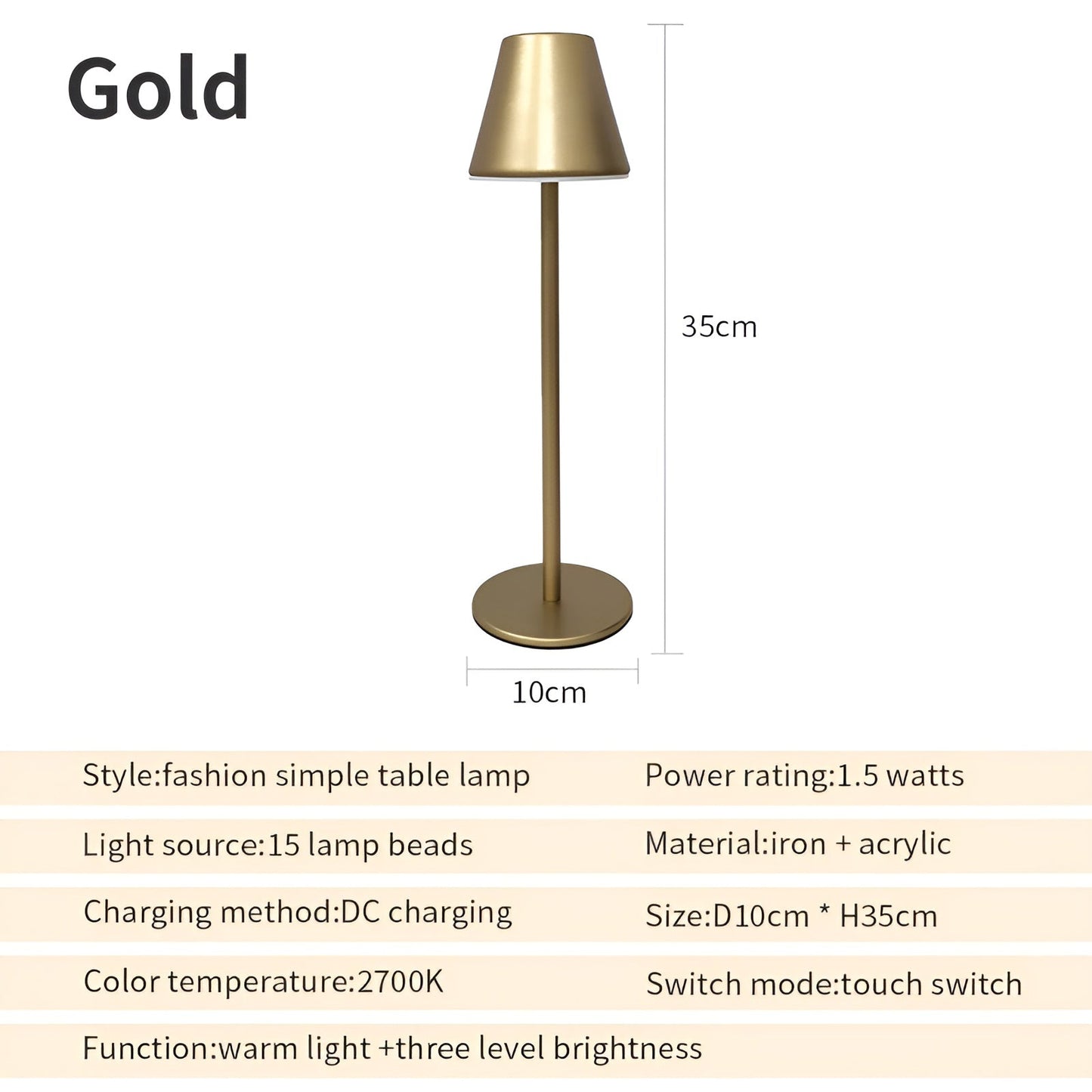 RoyaleGlow Modern LED Table Lamp with Touch Switch & USB Port for Ultimate Convenience - Black