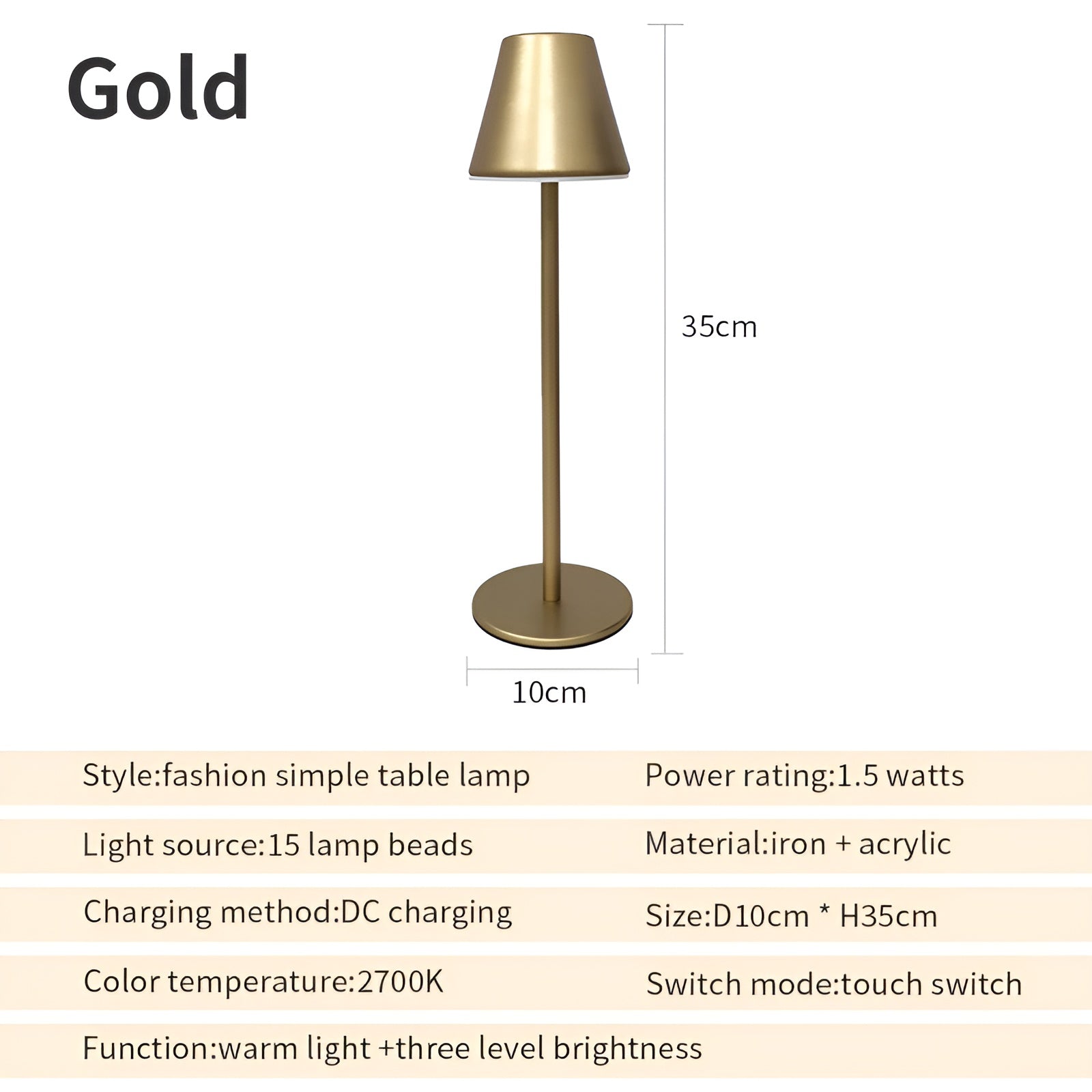 RoyaleGlow Modern LED Table Lamp with Touch Switch & USB Port for Ultimate Convenience - Black