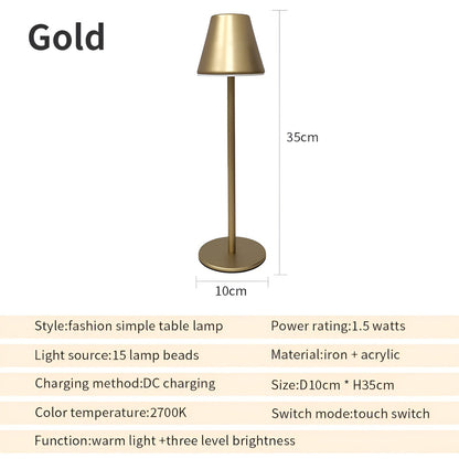 RoyaleGlow Modern LED Table Lamp with Touch Switch & USB Port for Ultimate Convenience - Black