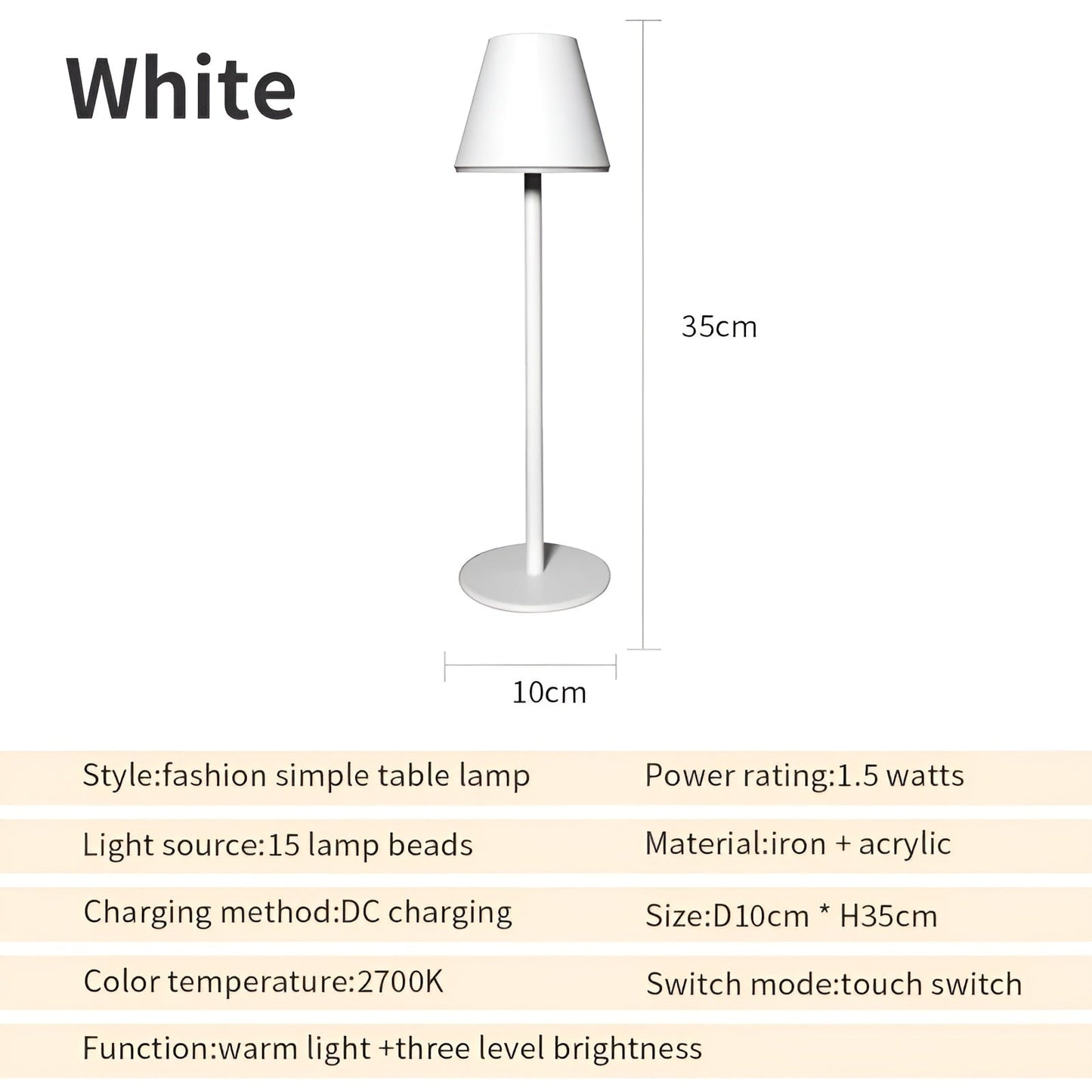 RoyaleGlow Modern LED Table Lamp with Touch Switch & USB Port for Ultimate Convenience - Black
