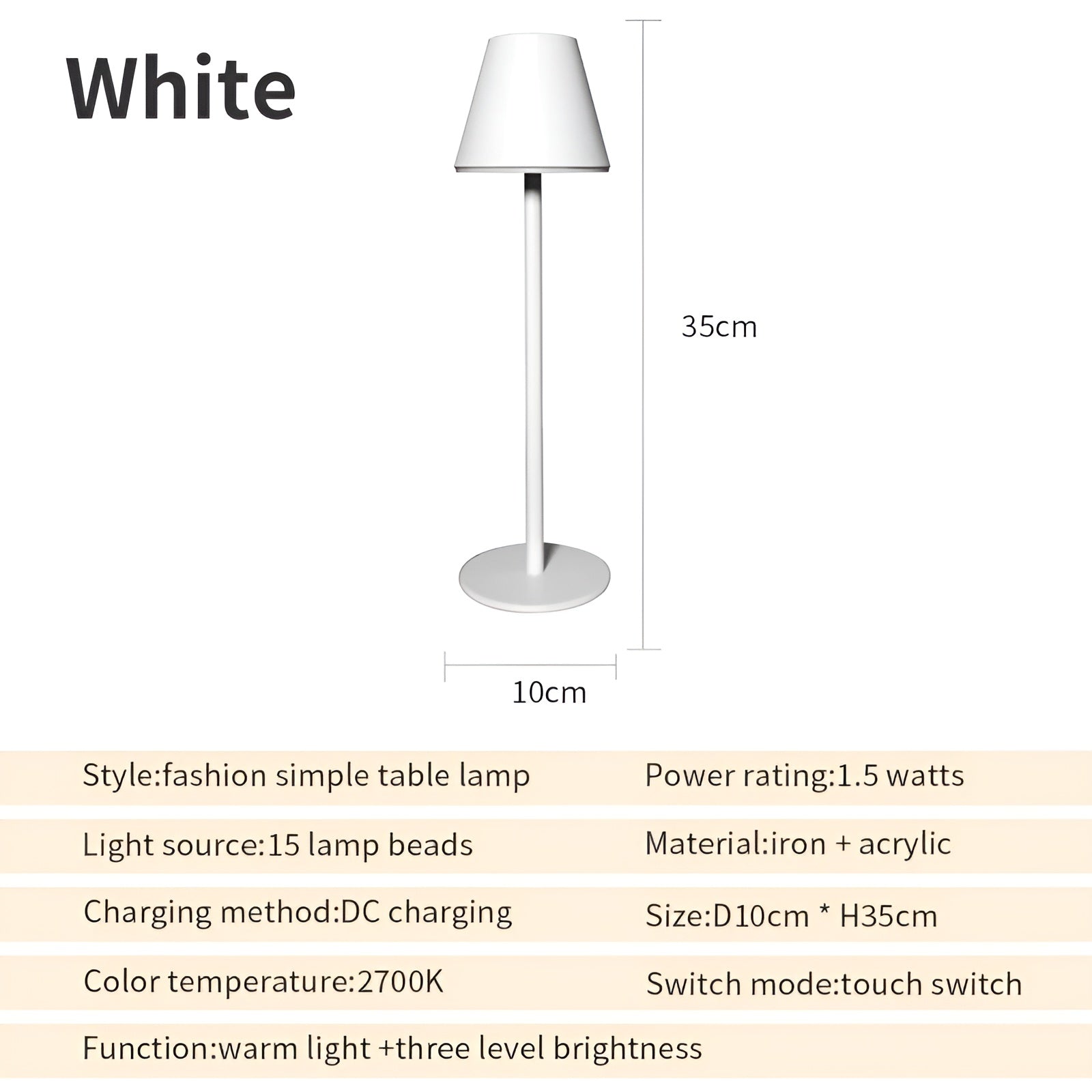RoyaleGlow Modern LED Table Lamp with Touch Switch & USB Port for Ultimate Convenience - Black