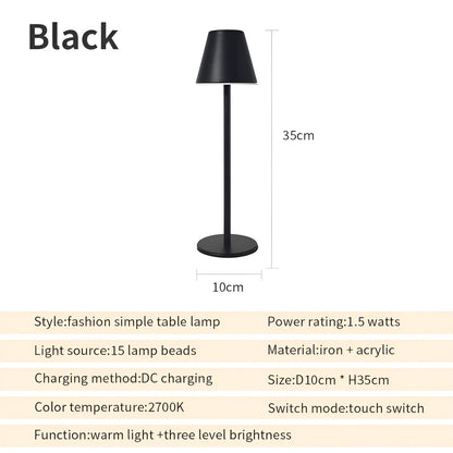 RoyaleGlow Modern LED Table Lamp with Touch Switch & USB Port for Ultimate Convenience - Black