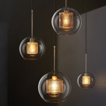 Honeycomb Glass & Metal Pendant Light 1