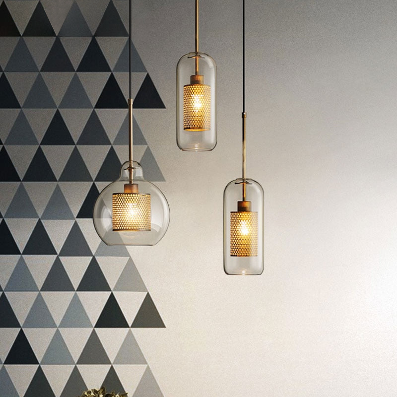 Honeycomb Glass & Metal Pendant Light 2
