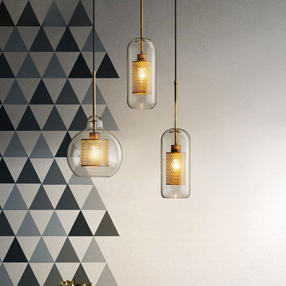 Honeycomb Glass & Metal Pendant Light 2