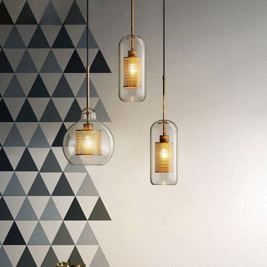 Honeycomb Glass & Metal Pendant Light 2