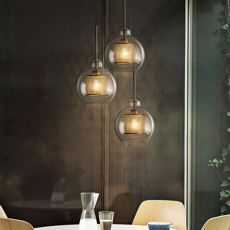 Honeycomb Glass & Metal Pendant Light 3
