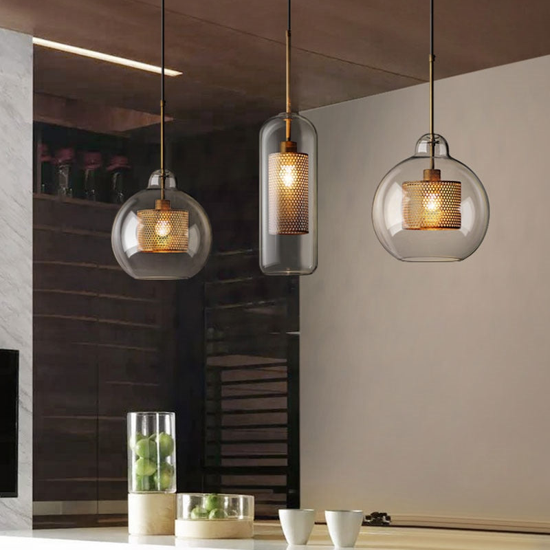 Honeycomb Glass & Metal Pendant Light 4