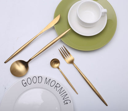RoyaleGlow Arya Gold Cutlery Set 24 Pieces Elegant Design