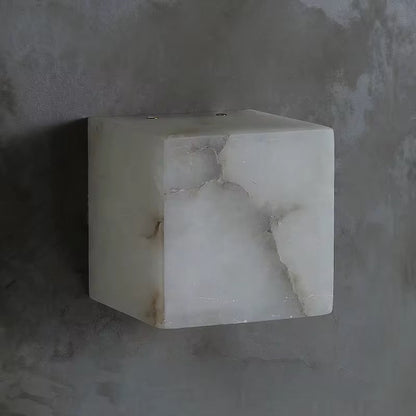 LuxRoyale Natural Marble Cube Wall Sconce Light-Modern Stone Accent Lamp