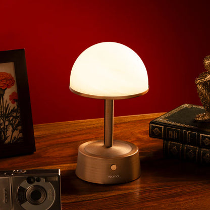 Royelux Rechargeable Alabaster Table Lamp - Cordless Touch Control LED Bedside Light