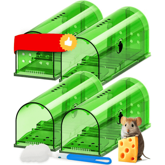 Royallure Humane Mouse Trap 4-Pack – No-Touch, Child & Pet Safe, Easy Setup, Stress-Free Live-Capture Design 