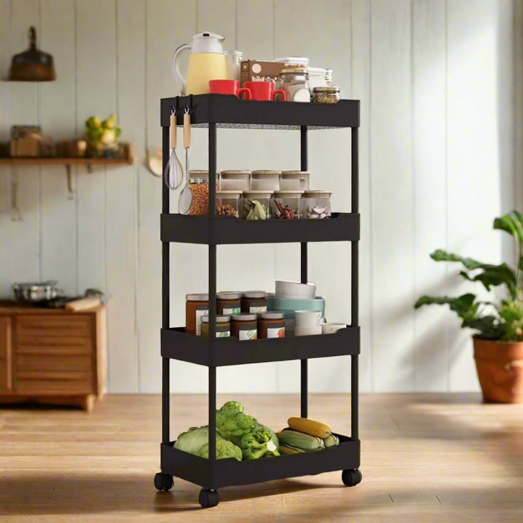 Royallure 3-Tier Rolling Utility Cart Slim Storage Rack for Kitchen & Bathroom