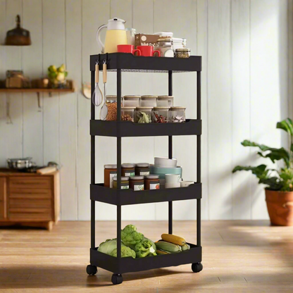 Royallure 3-Tier Rolling Utility Cart Slim Storage Rack for Kitchen & Bathroom