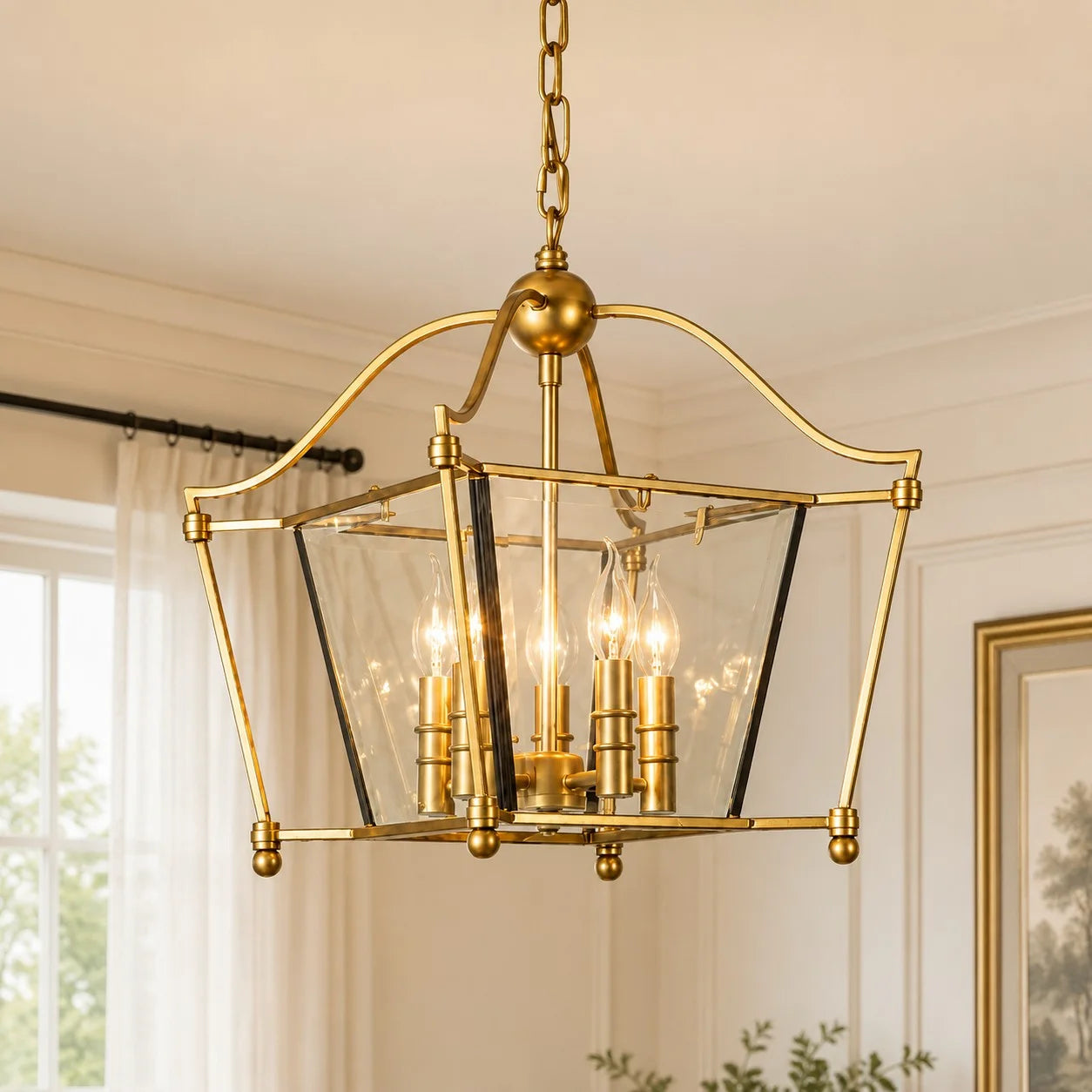 Imrie American Vintage Style Iron Frame Glass Pendant Light 0