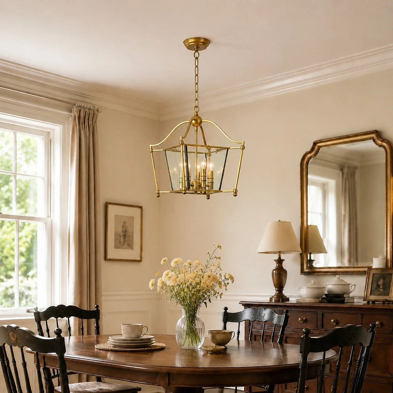 Imrie American Vintage Style Iron Frame Glass Pendant Light 3