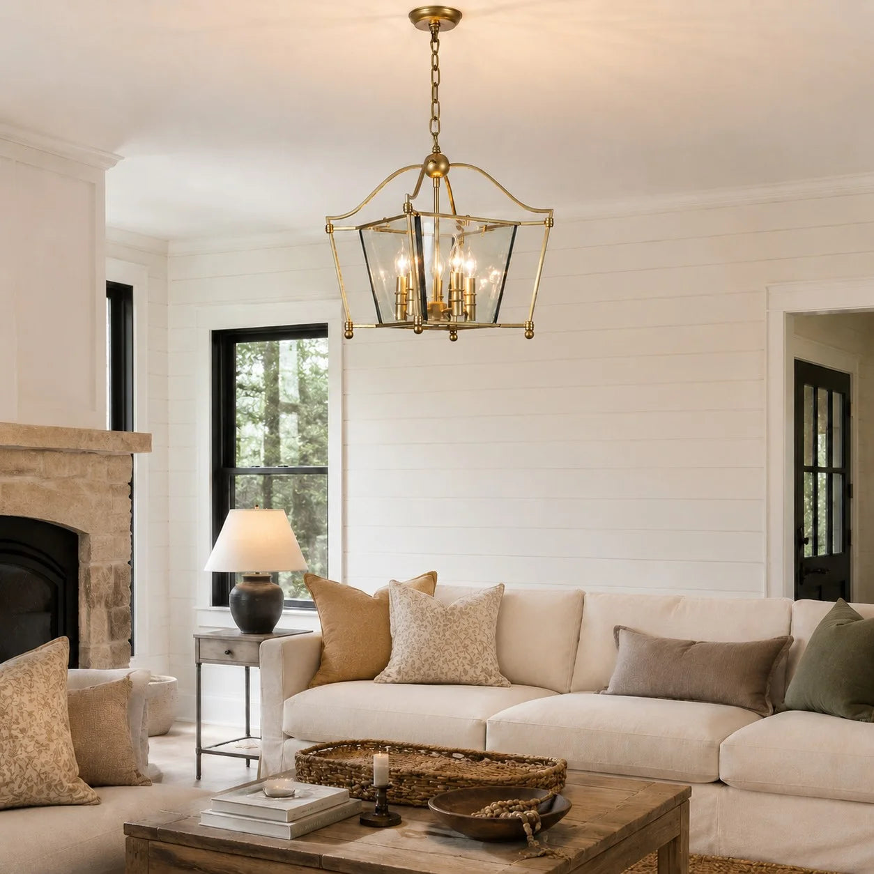 Imrie American Vintage Style Iron Frame Glass Pendant Light 4