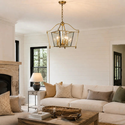 Imrie American Vintage Style Iron Frame Glass Pendant Light 4