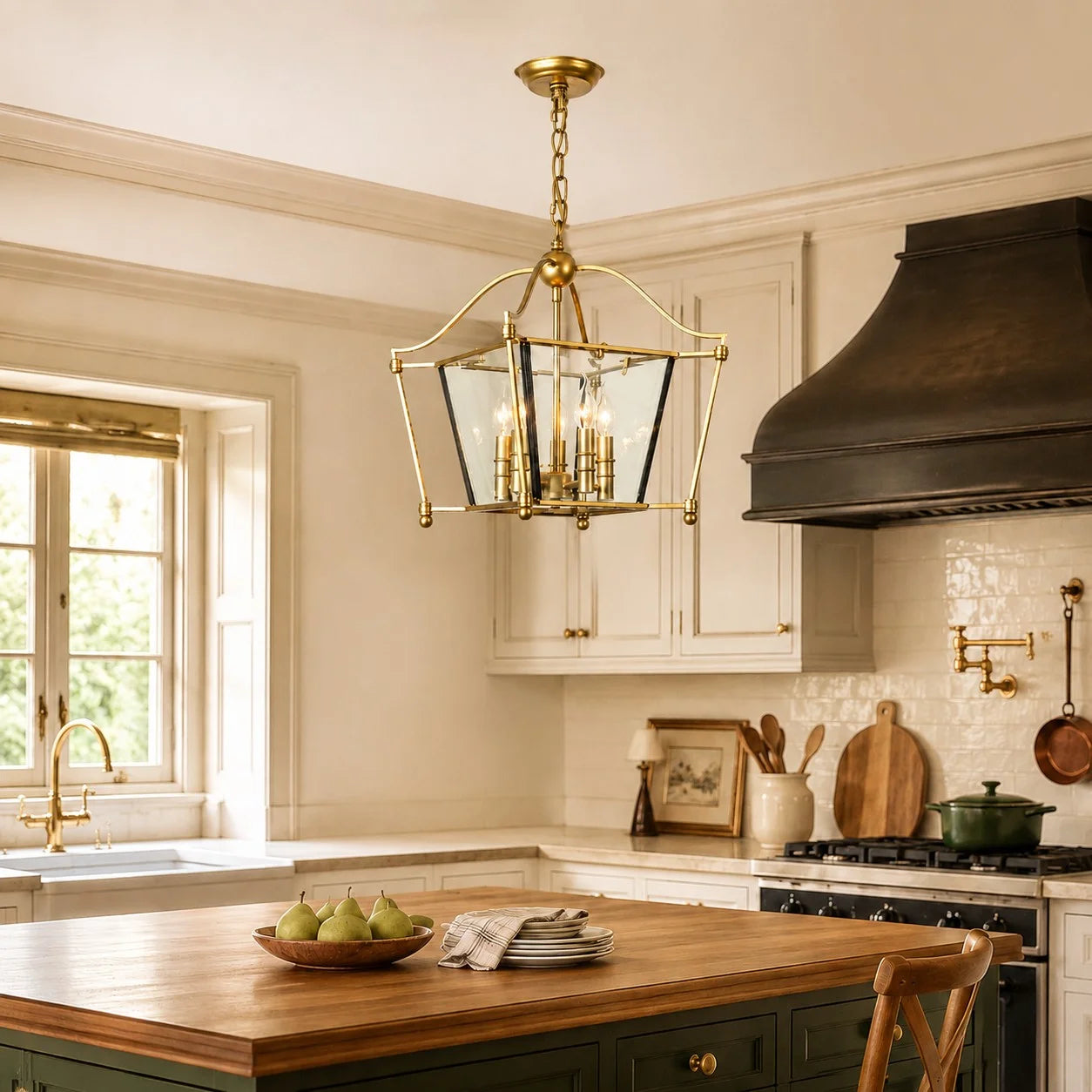 Imrie American Vintage Style Iron Frame Glass Pendant Light 5