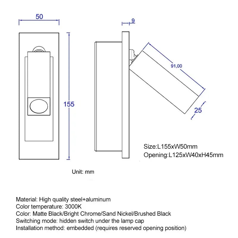 Indoor LED Wall Light Nordic Spot Lights For Bedroom Beside Living Room Hotel Modern Rotation Folding Headboard Reading Lights 4