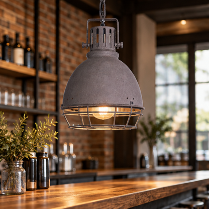Royelux Industrial Caged Pendant Light - Vintage Warehouse Ceiling Lamp
