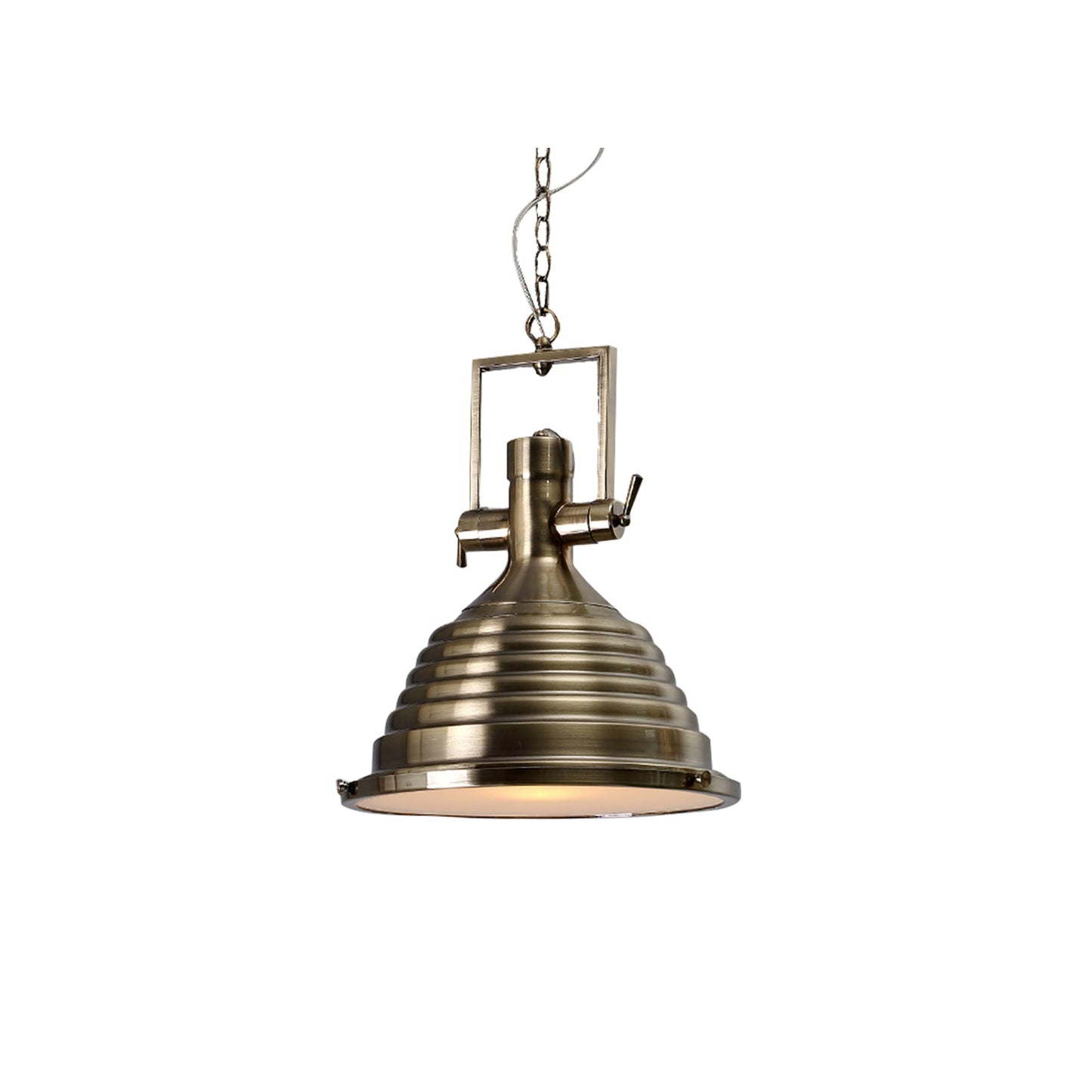 LuxRoyale Industrial Farmhouse Pendant Light - Polished Chrome Metal Dome Shade