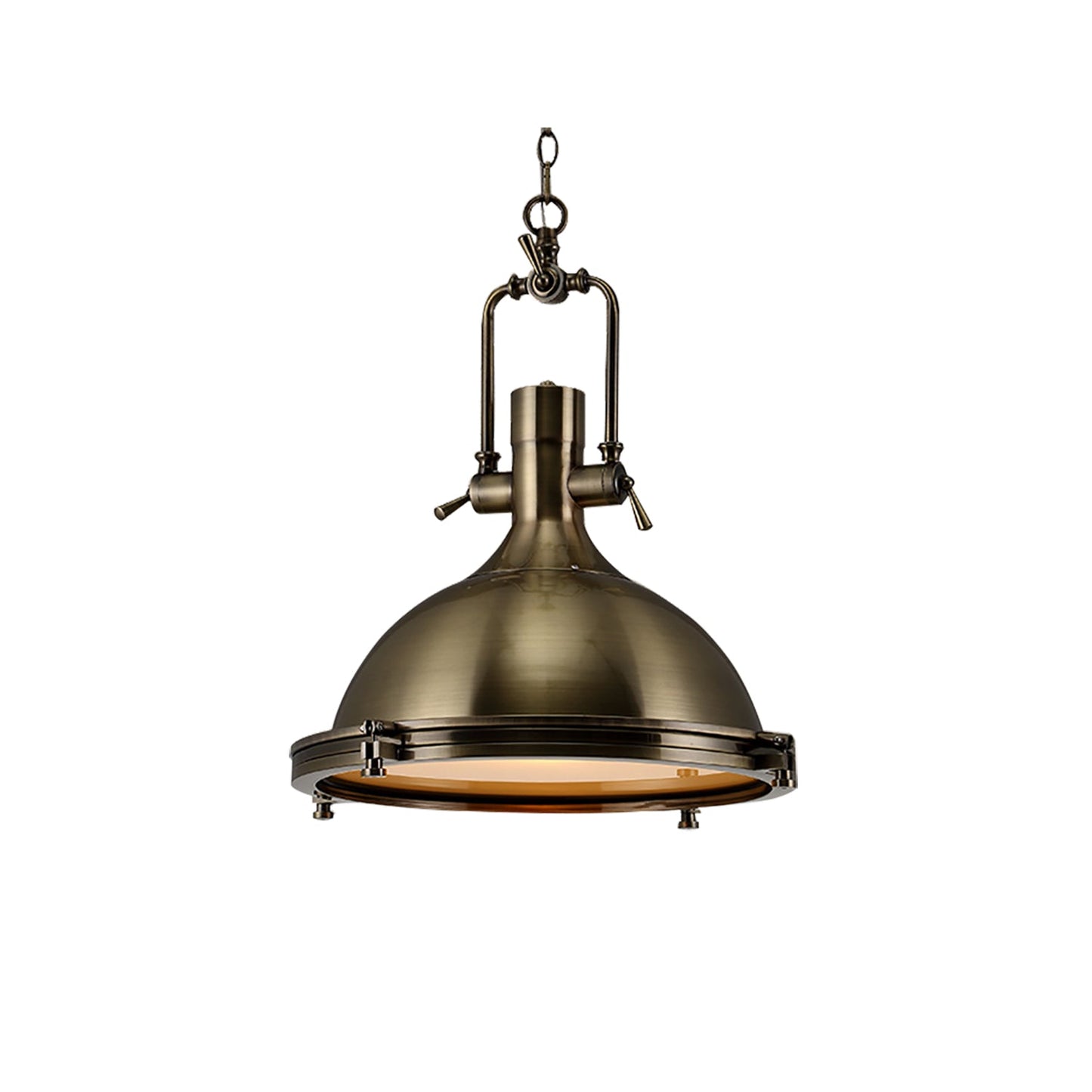 LuxRoyale Industrial Farmhouse Pendant Light - Polished Chrome Metal Dome Shade