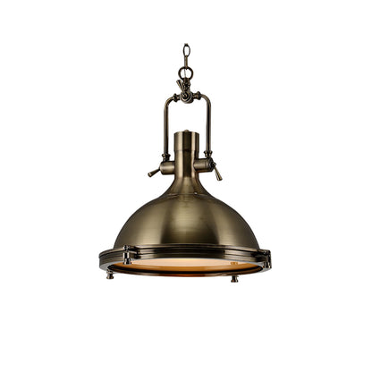 LuxRoyale Industrial Farmhouse Pendant Light - Polished Chrome Metal Dome Shade