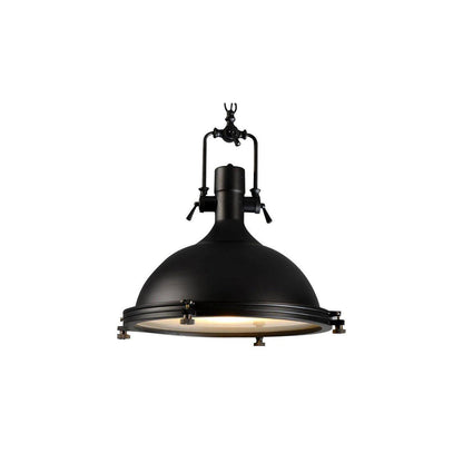 LuxRoyale Industrial Farmhouse Pendant Light - Polished Chrome Metal Dome Shade