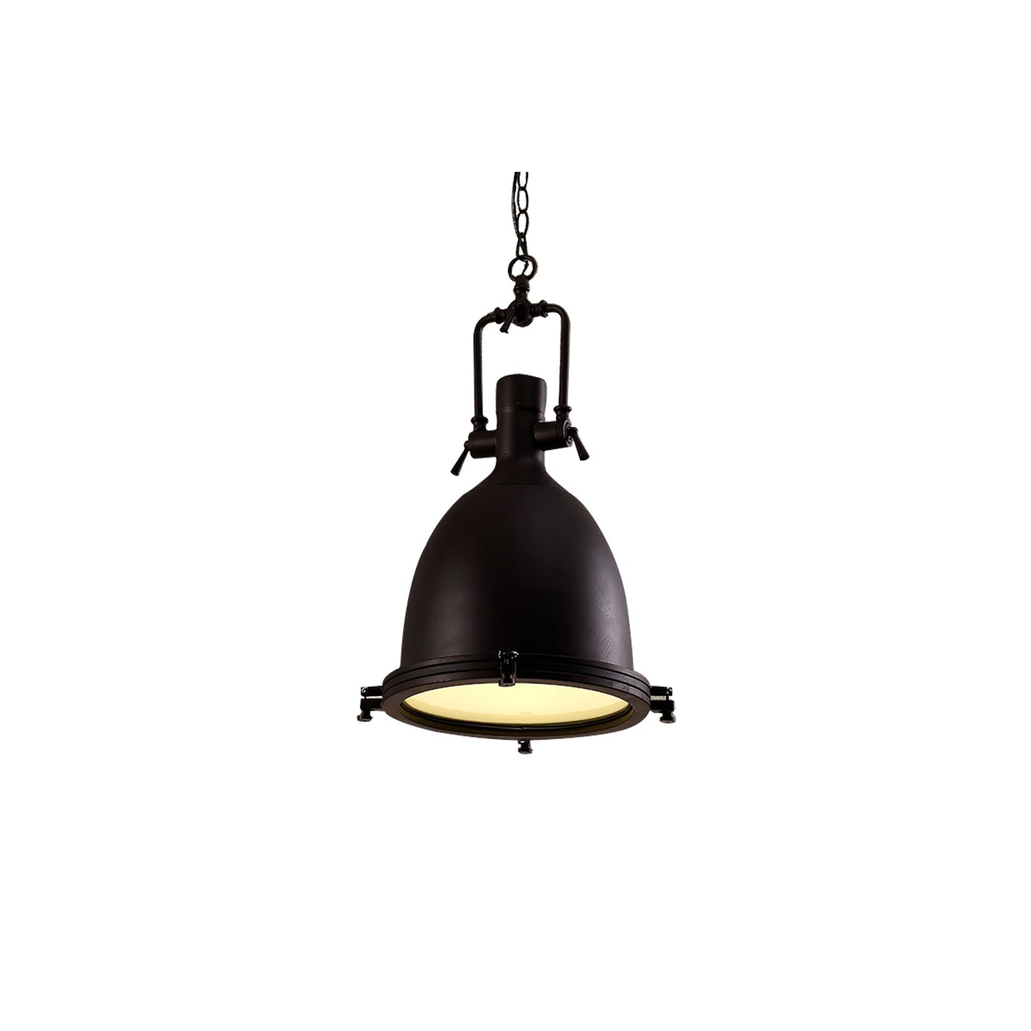 LuxRoyale Industrial Farmhouse Pendant Light - Polished Chrome Metal Dome Shade