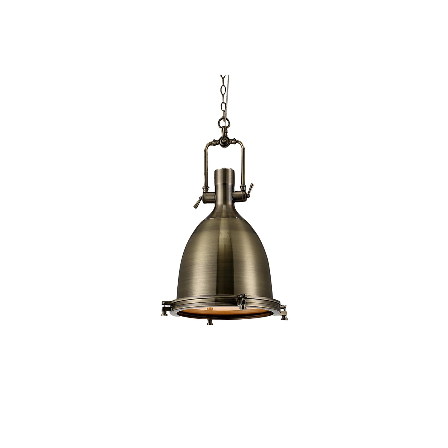 LuxRoyale Industrial Farmhouse Pendant Light - Polished Chrome Metal Dome Shade