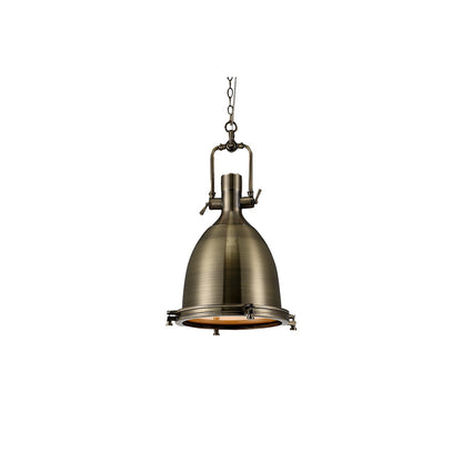 LuxRoyale Industrial Farmhouse Pendant Light - Polished Chrome Metal Dome Shade