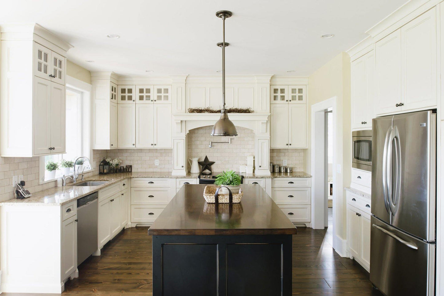 LuxRoyale Industrial Farmhouse Pendant Light - Polished Chrome Metal Dome Shade