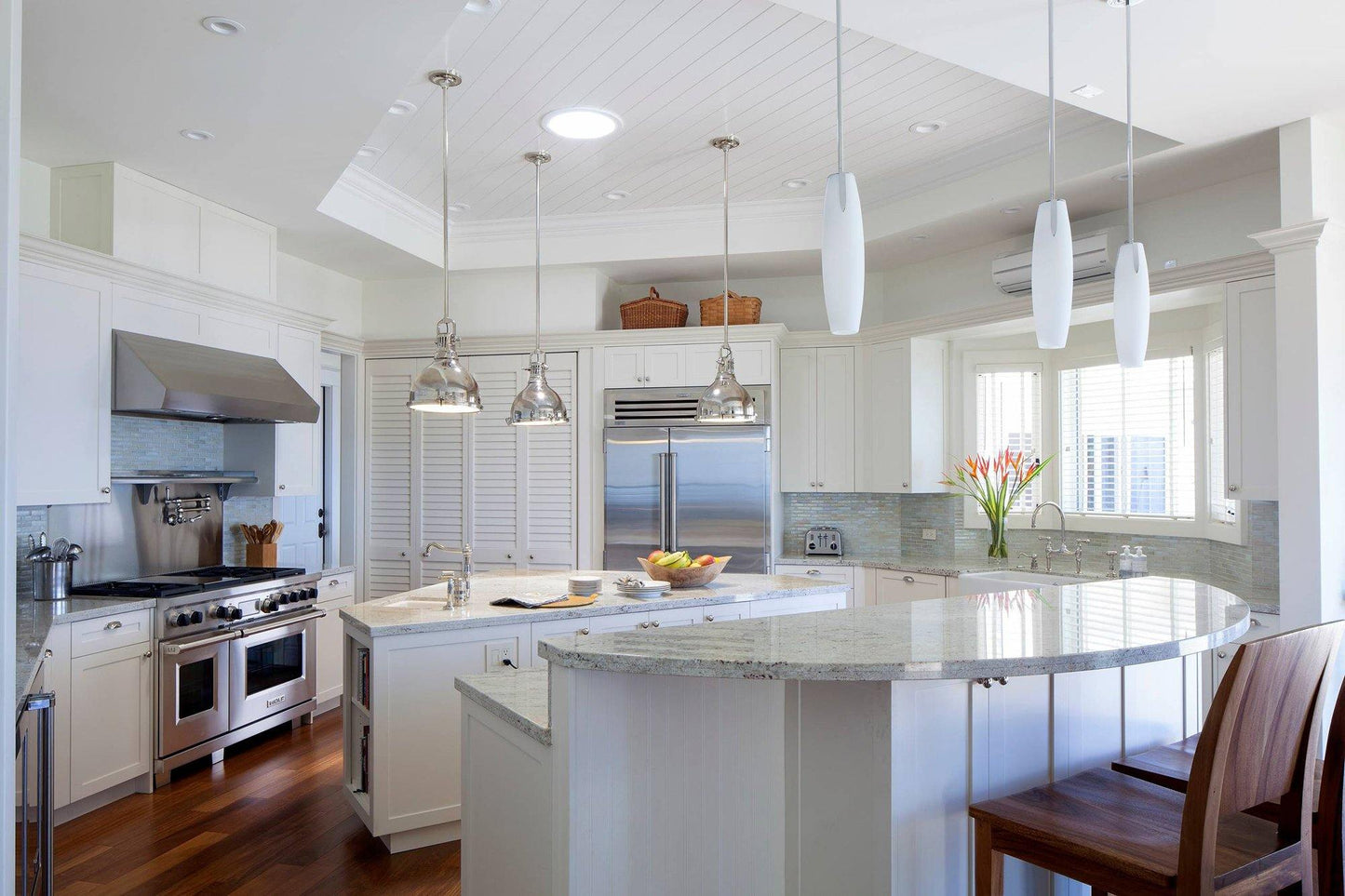 LuxRoyale Industrial Farmhouse Pendant Light - Polished Chrome Metal Dome Shade