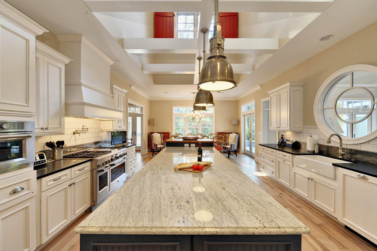 LuxRoyale Industrial Farmhouse Pendant Light - Polished Chrome Metal Dome Shade
