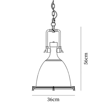 LuxRoyale Industrial Farmhouse Pendant Light - Polished Chrome Metal Dome Shade