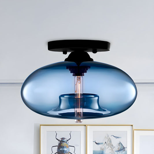 Industrial Oval Glass Shade Ceiling Light | Avelora 0