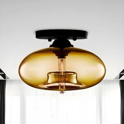 Industrial Oval Glass Shade Ceiling Light | Avelora 10